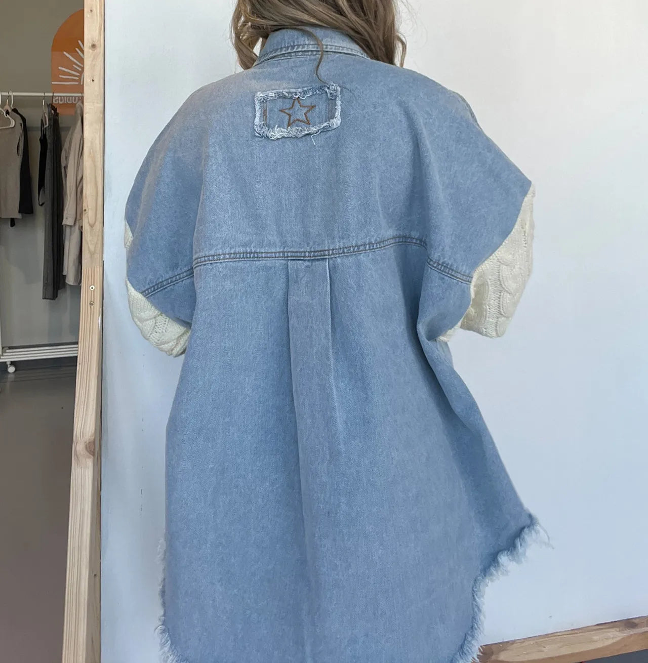 MaryAnn - Knusse Sweater Sleeve Denim Shacket