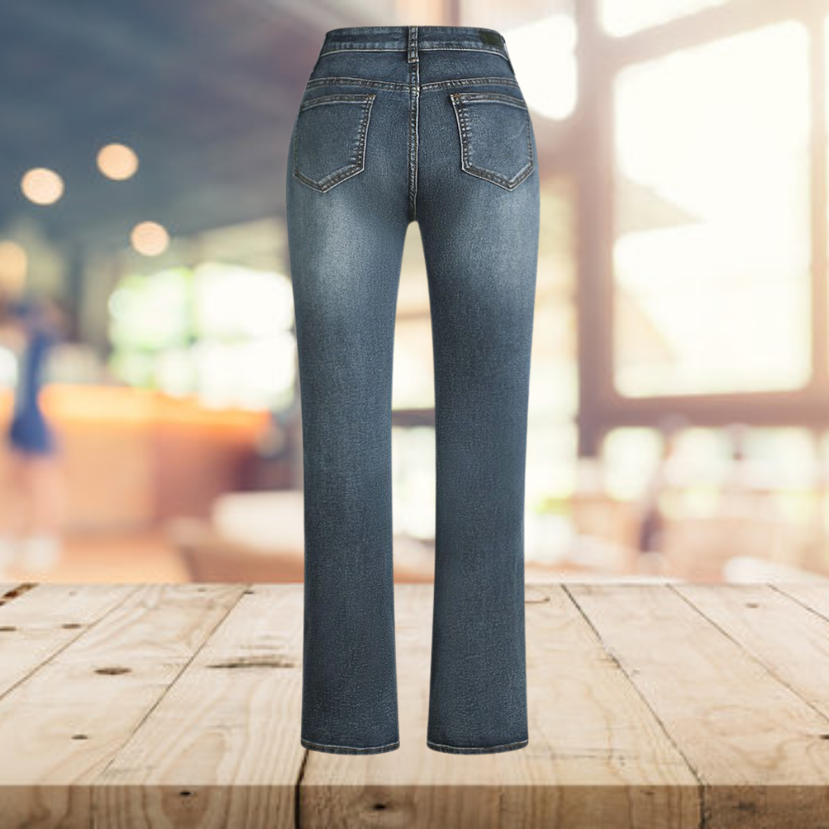 Yvonne - Vintage Casual Bedrukte Denim Flare Broek